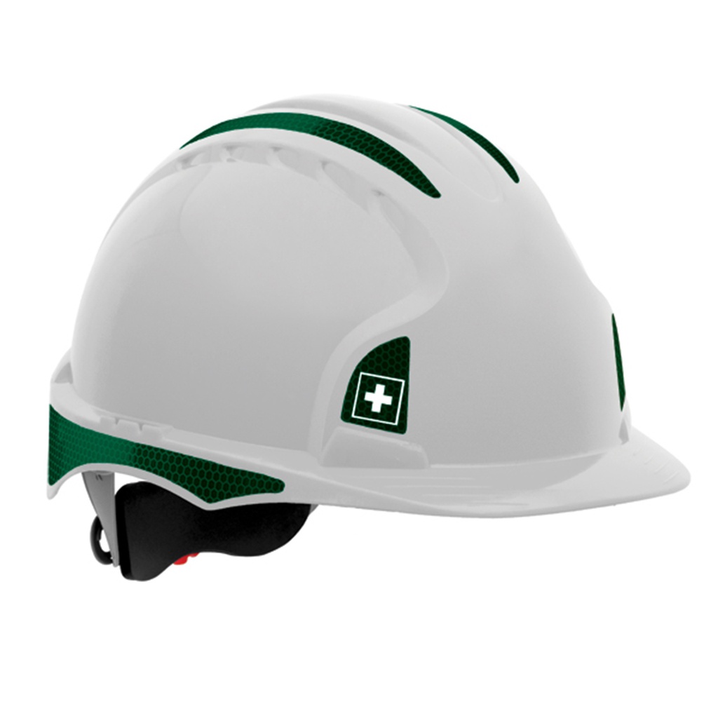 REFLECTIVE CR2 DECAL KIT FOR EVO 2/3- GREEN FIRST AID-PACK OF 10